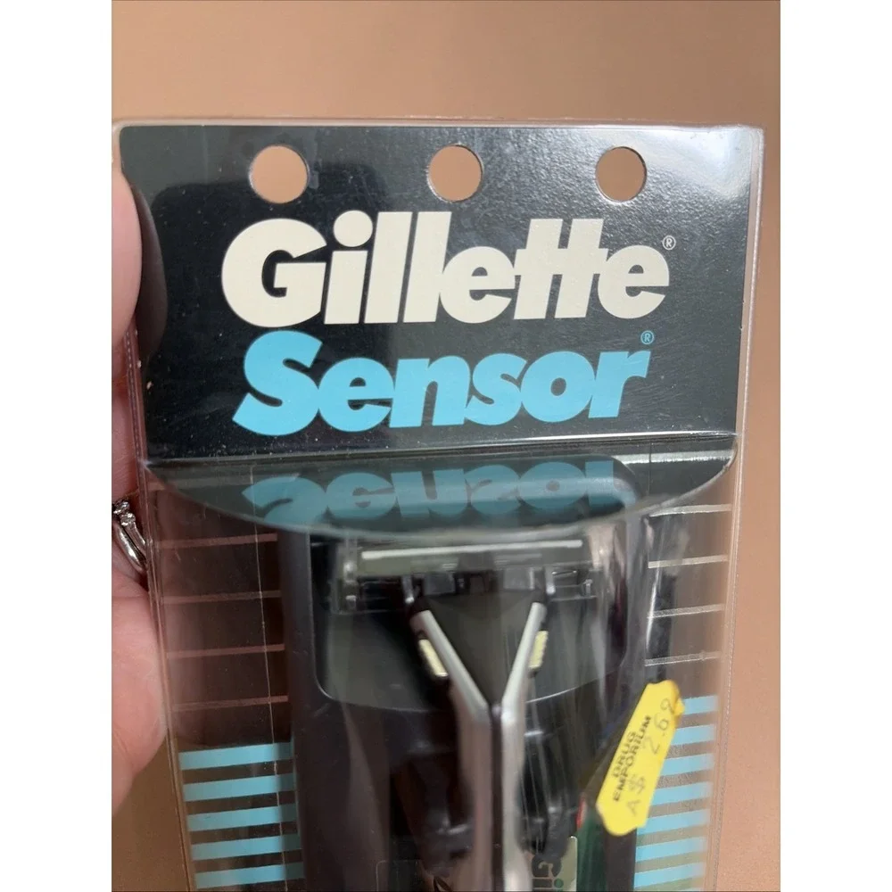 Gillette Sensor Razor (1989) - 3 Cartridges - HANDLE MADE IN USA New Old Stock